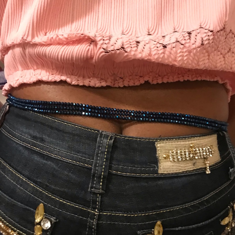 Royal blue glass beautiful, sexy waist beads.